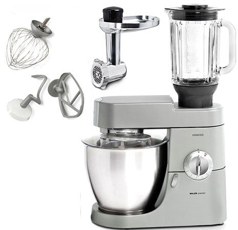 KENWOOD KEKMM77022 Major Premier Stand Mixer with Glass Blender & Stainless Steel Meal Grinder - 220-240V, 50-60Hz - Perfect for Baking, Cooking & Food Prep at Home