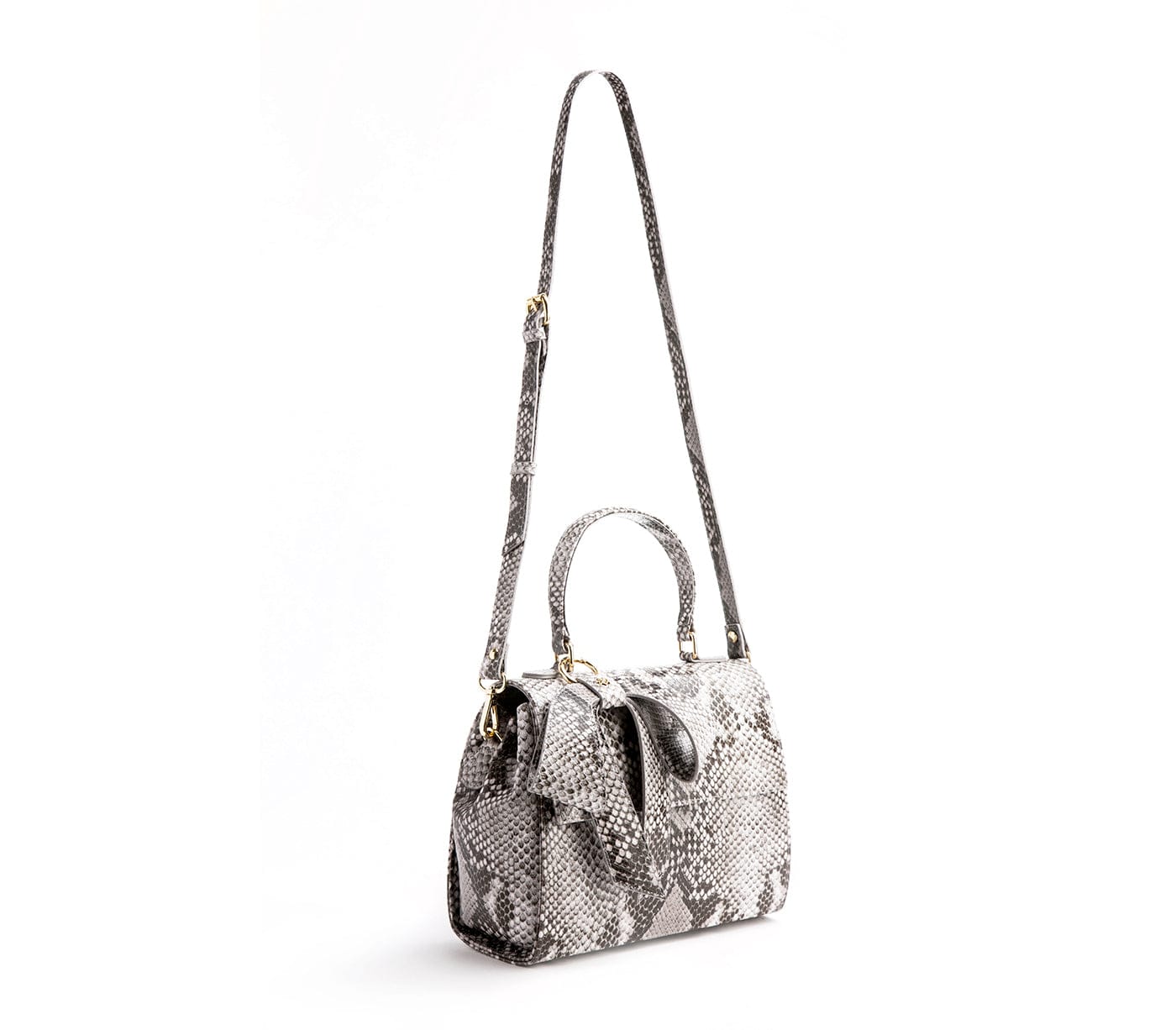 Vegan Leather Handbag for Women | Cottontail Crossbody Purse | Black & White Snake Print | Ethical Fashion Accessory for Work, Party & Everyday Use