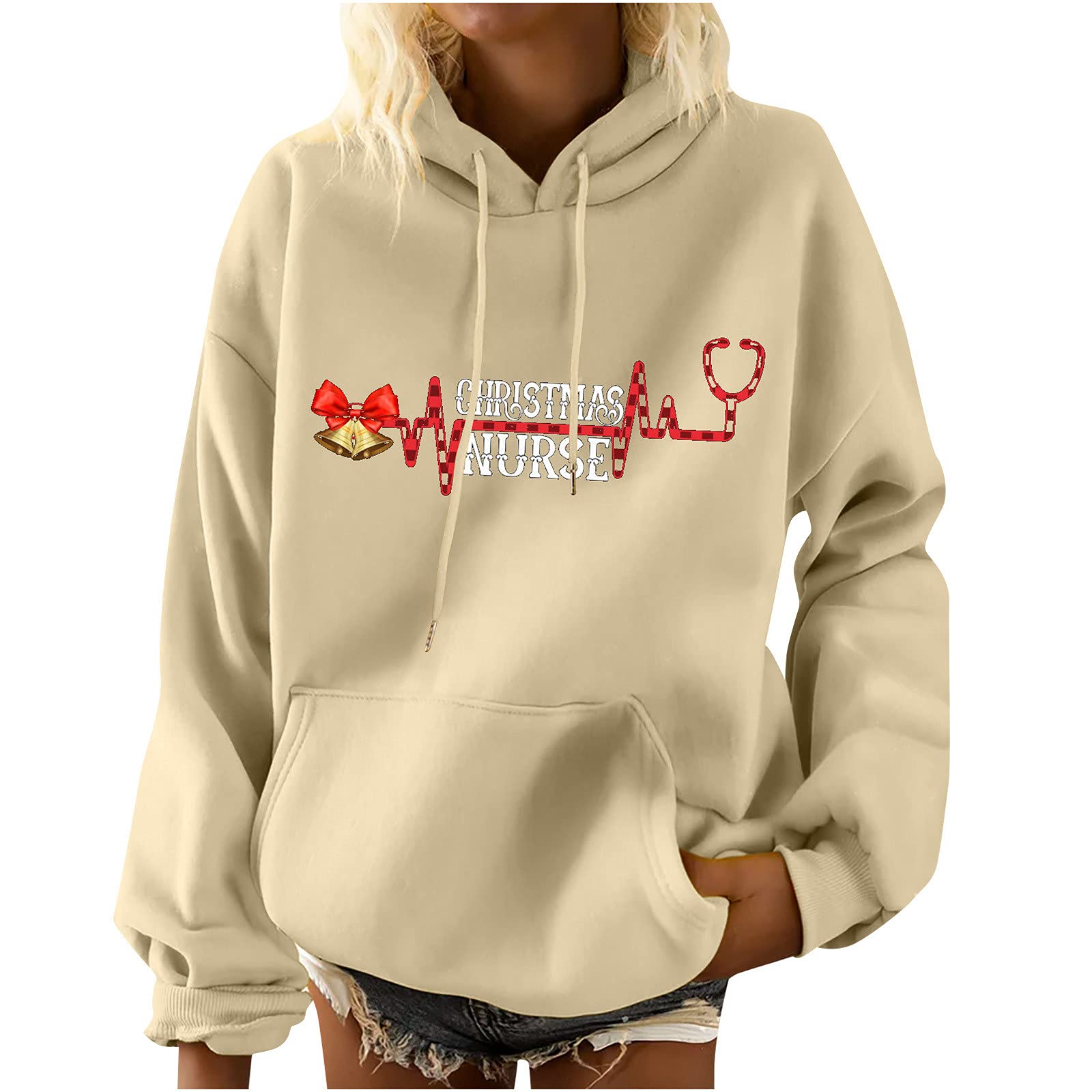 Women's Casual Long Sleeve Hoodie - Printed Oversized Pullover Sweatshirt | Lightweight Fall Tops for Women | Perfect for Lounging, Running Errands & Outdoor Activities