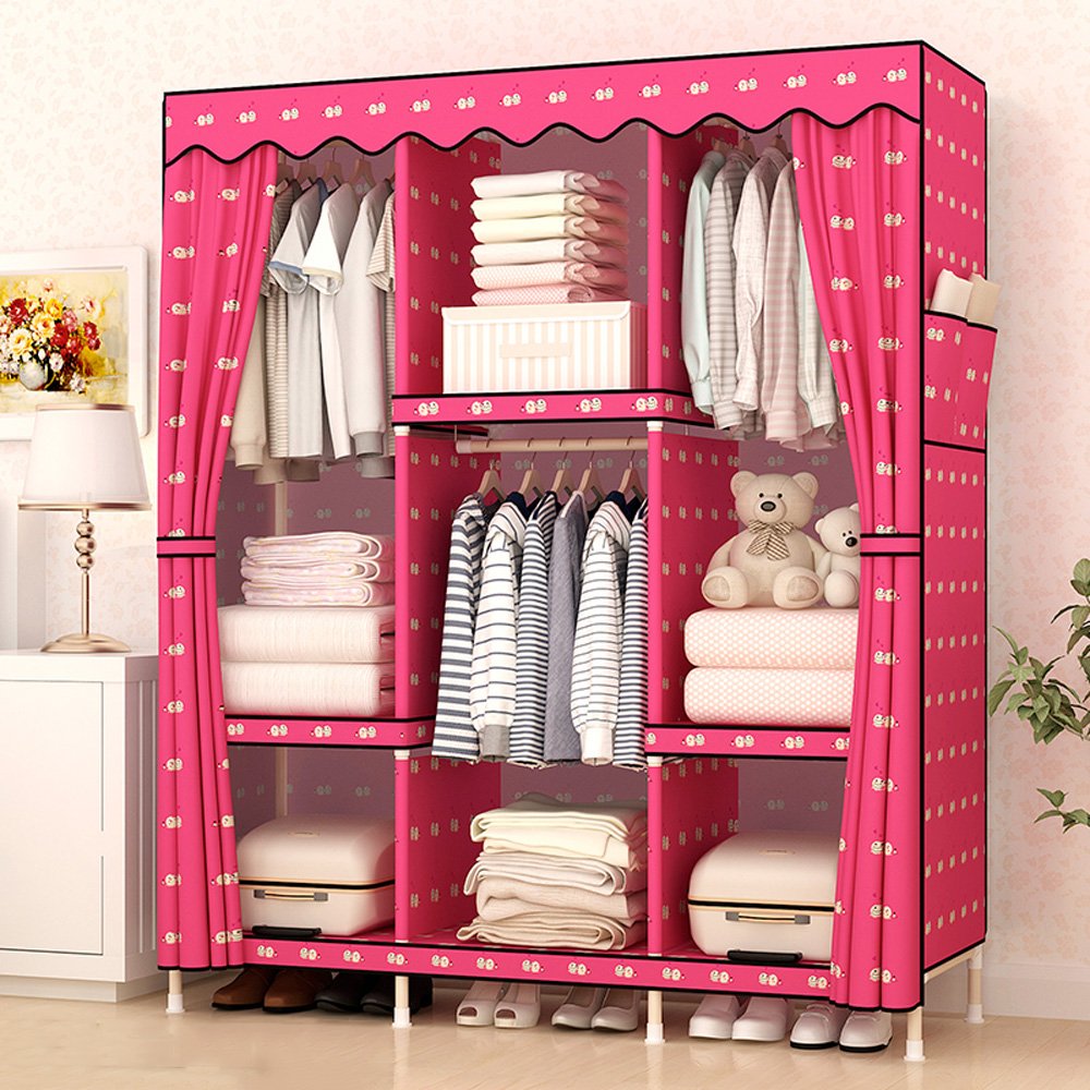 Portable Non-Woven Fabric Wardrobe Closet - Foldable Storage Organizer with Detachable Design (66