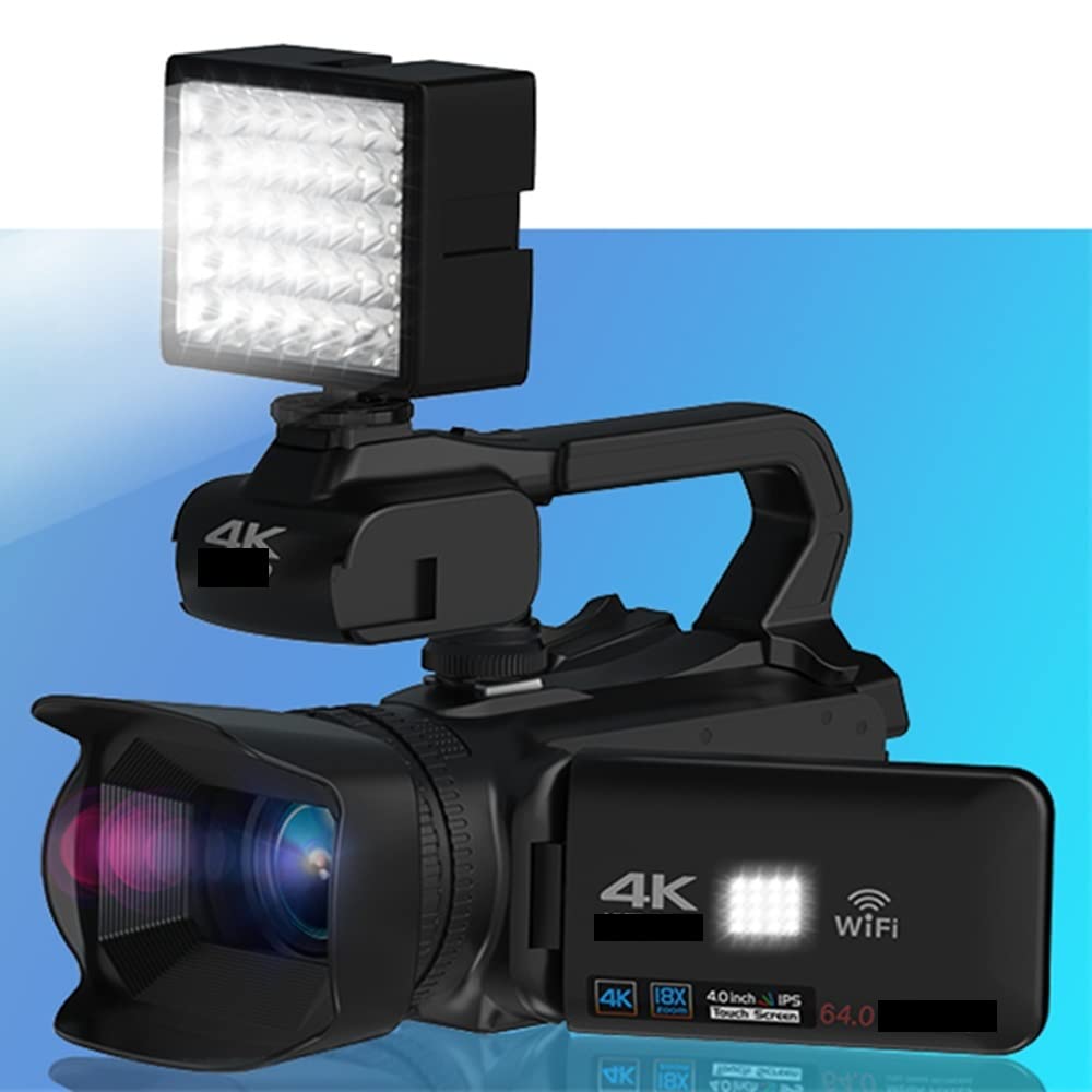 BODORME 64MP 4K 60FPS Video Camera with 18X Auto Focus & Rotating Screen - Professional Vlogging Camcorder for YouTube Live Streaming, Webcam, Travel Filming (Includes Fill Light, No SD Card) - Perfect for Content Creators, Travel Vloggers & Live Streamers