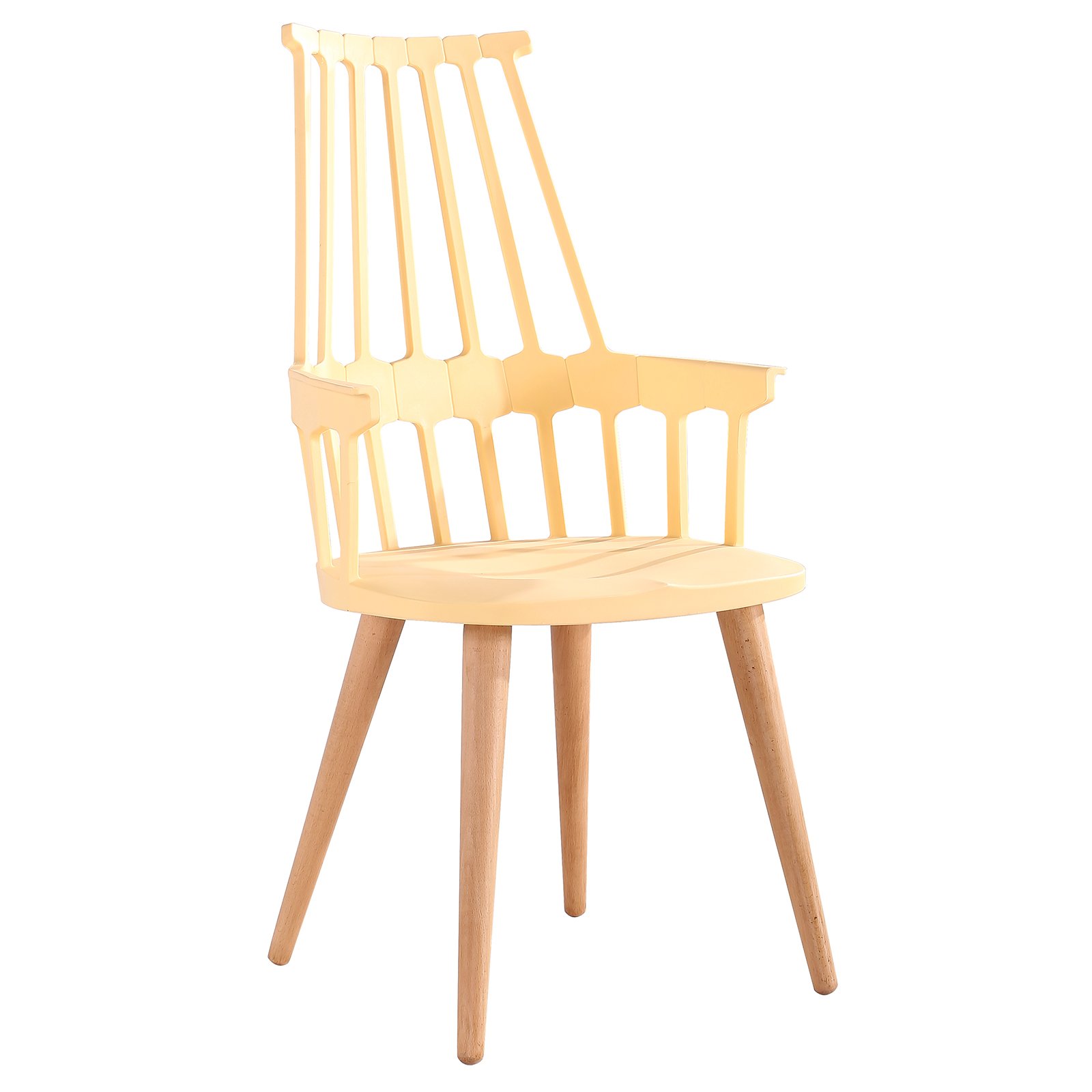 Modern Beige Upholstered Accent Chair with Sturdy Wood Legs - Perfect for Living Room, Bedroom, or Office Decor