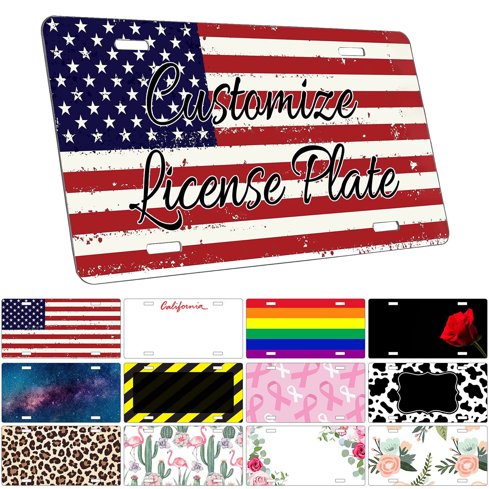 Custom Personalized License Plate 3x6 & 6x12 Inch - Engraved Metal Novelty Car Tag Cover with 4 Holes - Unique Decorative Front Plate for Cars, Trucks & Motorcycles - Perfect for Gifts, Car Shows & Vehicle Customization