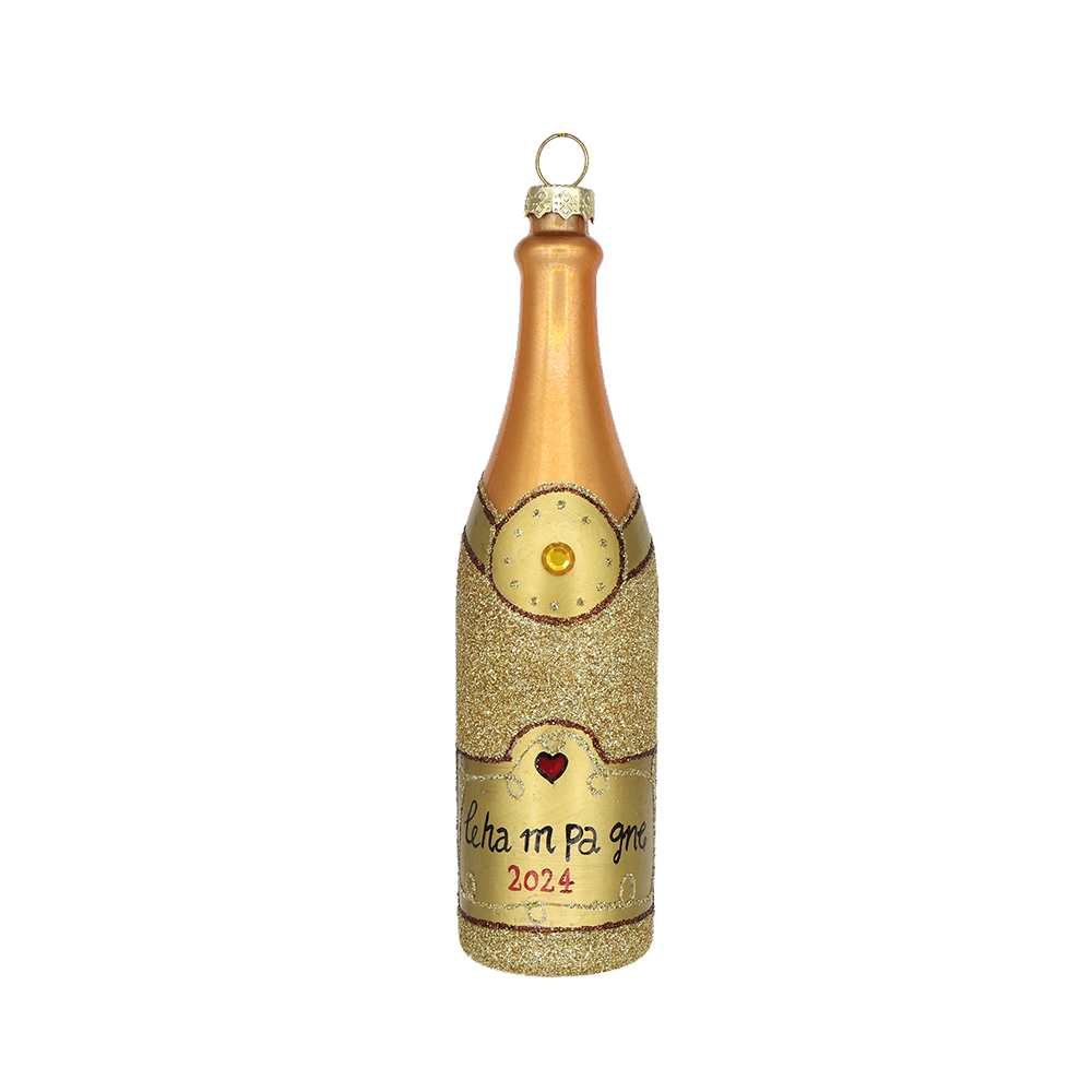 Champagne Ornament - Elegant Glass Christmas Tree Decor for Holiday Parties, Weddings & Home Decor