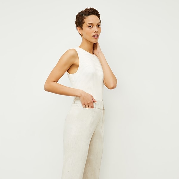 Chester Pant - Slubbed Stretch Linen Pants for Women | Natural Color | Comfortable Casual Wear for Office & Weekend Outings