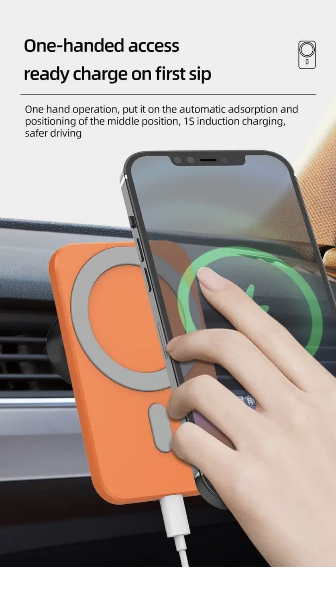Magnetic Wireless Car Phone Charger for iPhone 12/13/14 - Fast Charging, Strong Hold, 360° Rotation (Black) | Perfect for Commuting, Road Trips & Hands-Free Driving