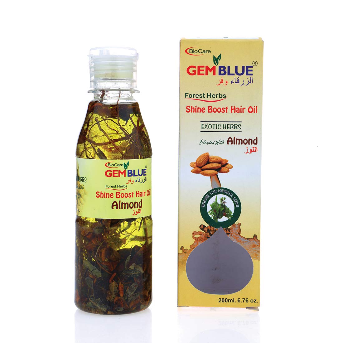 GEMBLUE BioCARE 100% Pure Almond Hair Oil 200ml - Natural Hair Growth Treatment for Dry, Damaged Hair - Perfect for Daily Nourishment & Scalp Massage