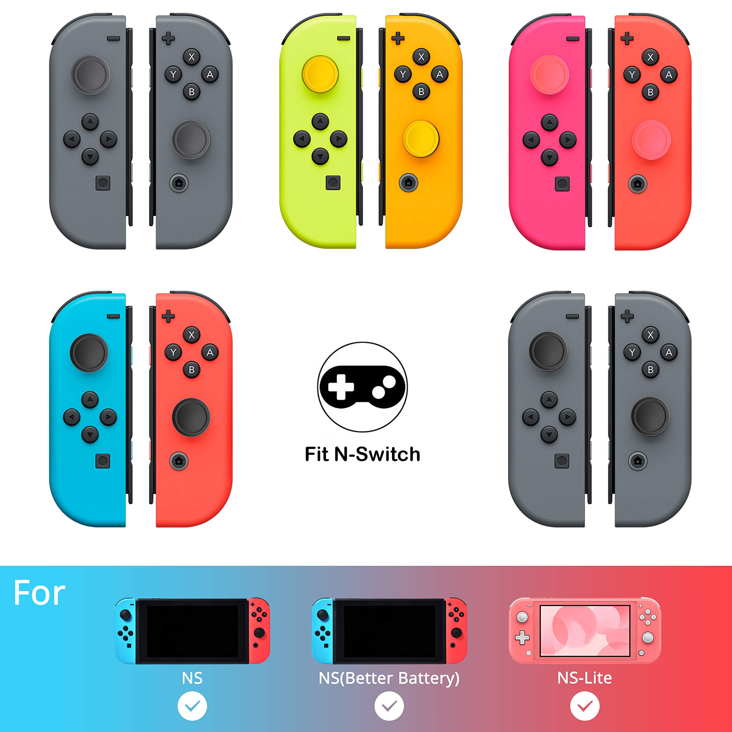 Ferkurn Joystick Replacement Cap Thumb Grip for Nintendo Switch Joy-Con, Switch OLED & Switch Lite - 3D Analog Skin Cover Controller Repair Kit Accessories - Perfect for Gaming, Drifting Fix & Enhanced Grip Comfort