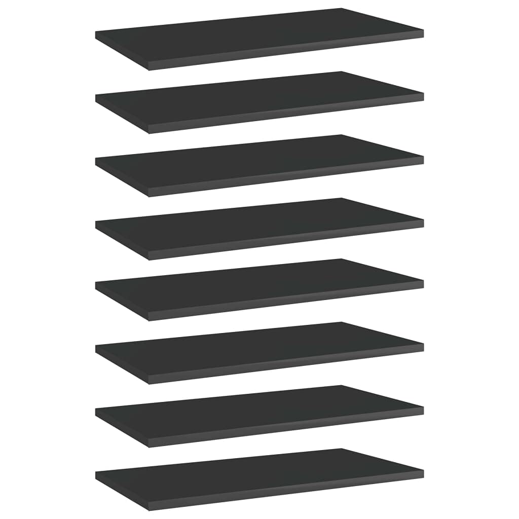 8-Piece High Gloss Black Bookshelf Replacement Panels - Floating Shelves for Book Storage & Display - Durable Organizer Shelves for Home Office, Living Room, Bedroom (Accessories Not Included)