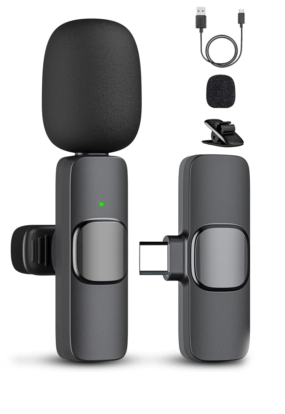 Professional Wireless Lavalier Microphone for iPhone 15 & Android USB-C - Omnidirectional Clip-on Mic for Podcast, YouTube, Vlogging - Perfect for Interviews, Live Streaming & Video Recording