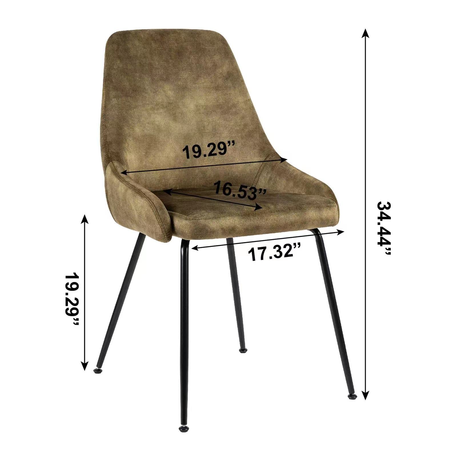 LEEJAY Olive Green Velvet Upholstered Dining Chairs Set of 2 - Mid-Century Modern High Back Kitchen Chairs with Metal Legs for Dining Room, Living Room & Office | Comfortable Seating for Entertaining Guests