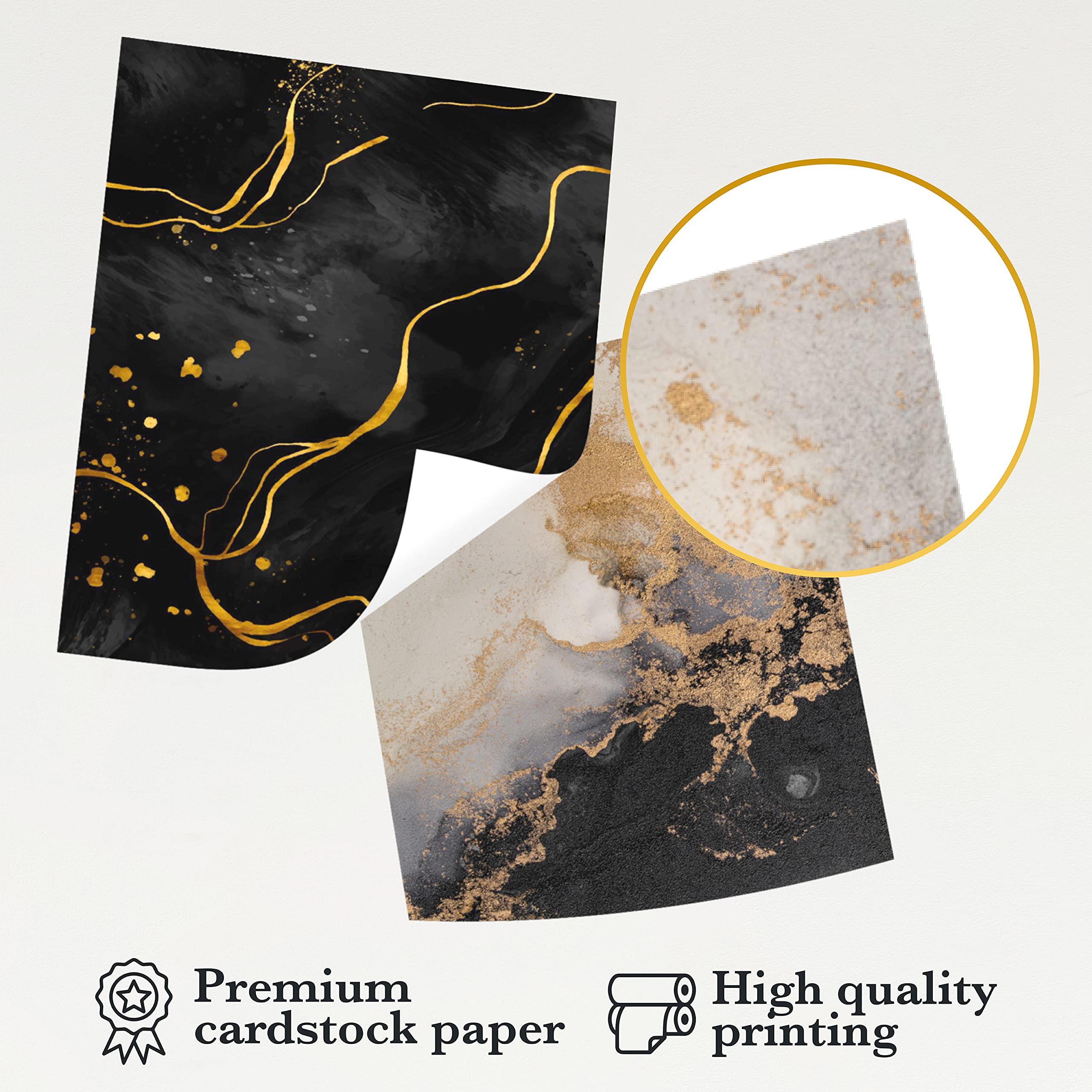 97 Gold and Black Abstract Marble Wall Art - Modern Black & Gold Wall Decor for Living Room & Bedroom - 8x10 Inch Unframed Canvas Print - Perfect for Home, Office, and Gift Giving