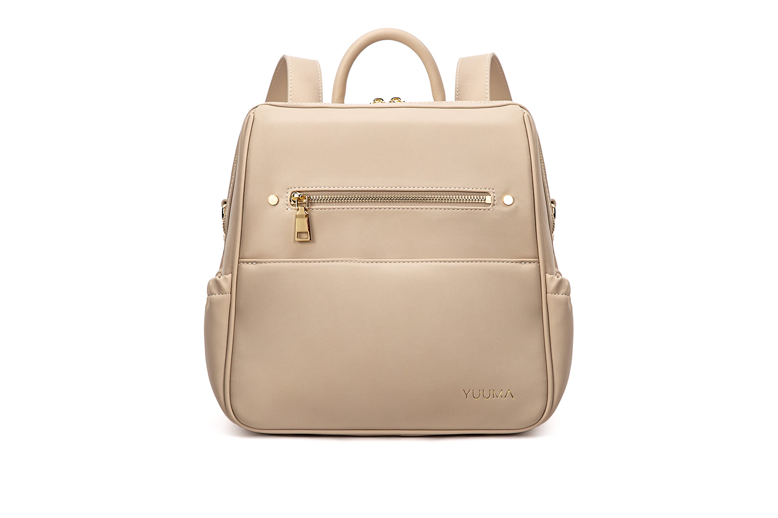 **Premium Vegan Leather Mini Diaper Bag Backpack - Stylish & Functional with 7 Interior & 5 Exterior Pockets (Ivory) - Perfect for Moms, Travel & On-the-Go Essentials**