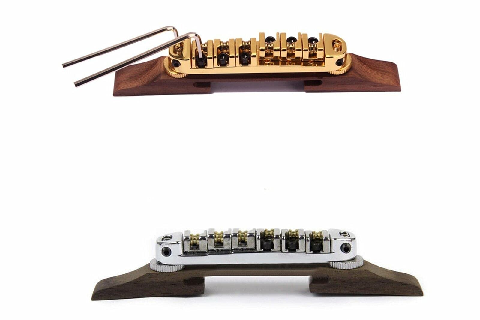 High-Quality Chrome Guitar Bridge Roller Saddles with Rosewood Base for Jazz & Archtop Guitars – Perfect for Smooth String Action & Enhanced Playability