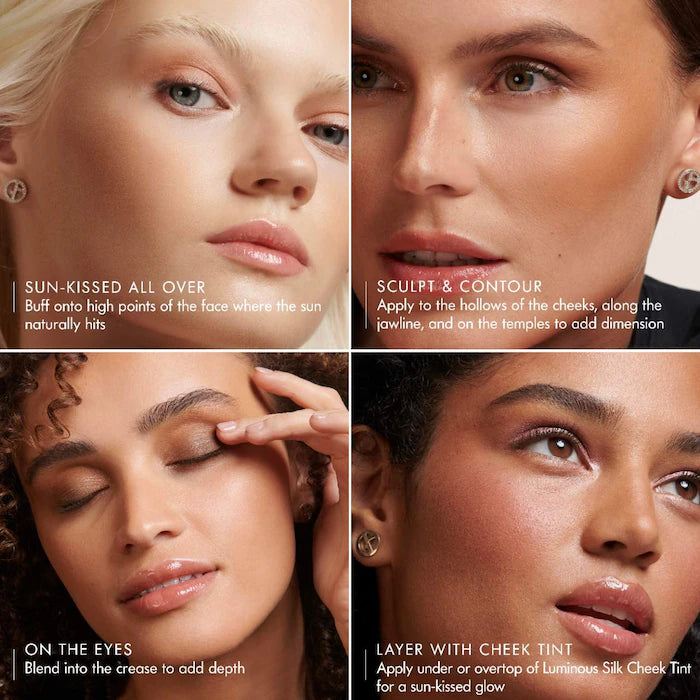 Armani Beauty Luminous Silk Creamy Bronzing Powder - Buildable Matte Bronzer for a Sun-Kissed Glow | Perfect for Contouring & Highlighting | Day to Night Makeup Essential