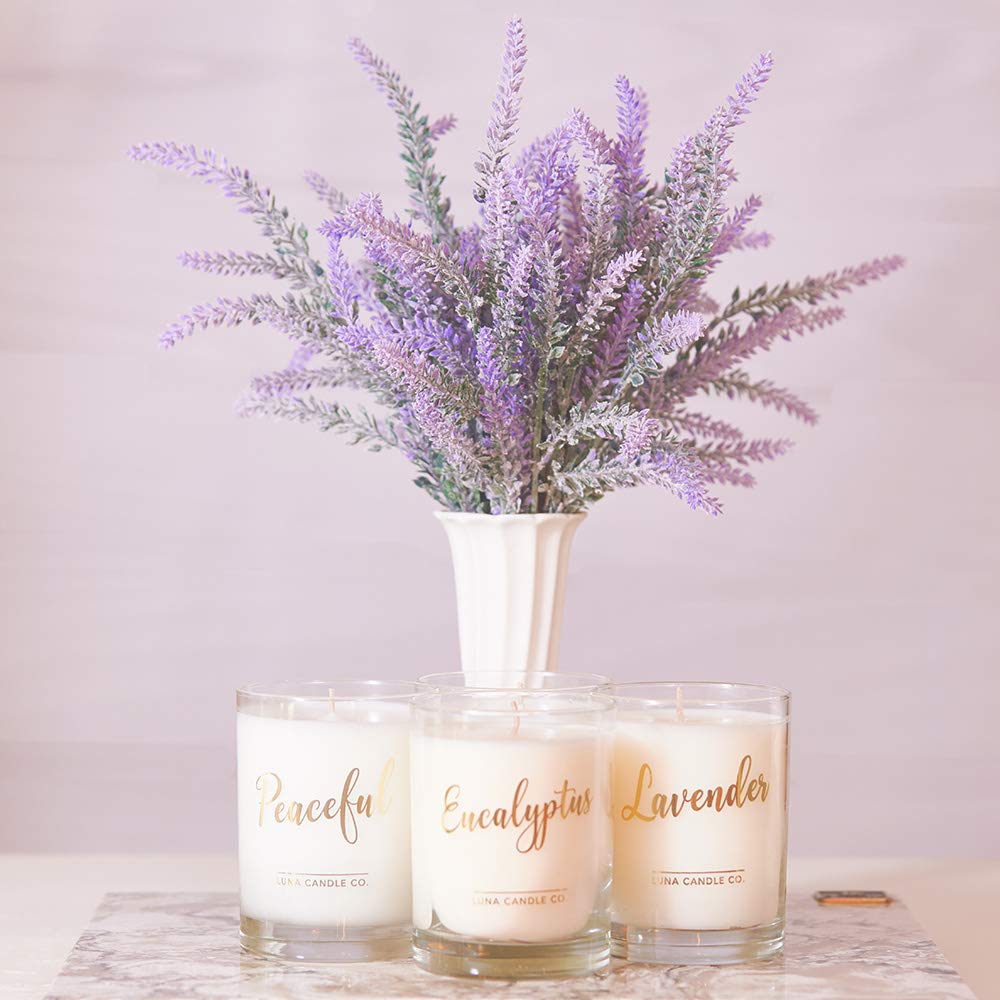 Premium Soy Wax Lavender Scented Candle - 11oz Glass Jar, 110 Hours Burn Time, Low Smoke, Handmade in USA | Aromatherapy, Stress Relief & Home Decor for Bedroom, Bathroom, Yoga & Meditation Spaces