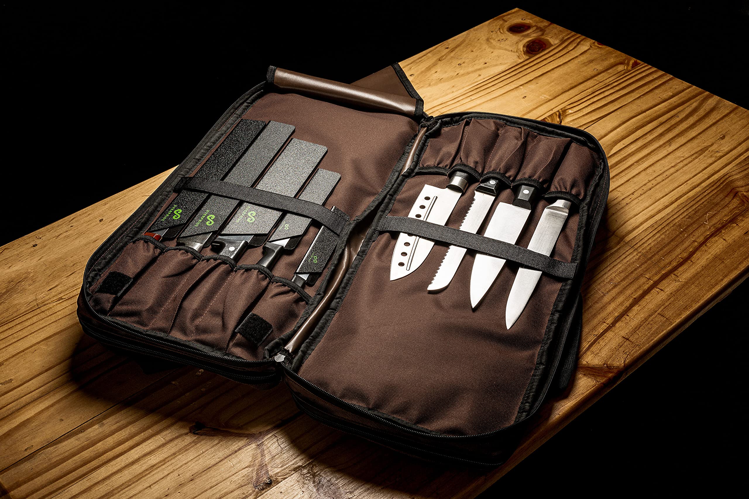 EVERPRIDE Professional 10-Piece Knife Bag Set with Edge Guards - Heavy Duty Chef Knife Roll Holds 20 Knives & Kitchen Tools - Felt-Lined BPA-Free Knife Sheaths (Knives Not Included) - Perfect for Chefs, Culinary Students & Home Cooks