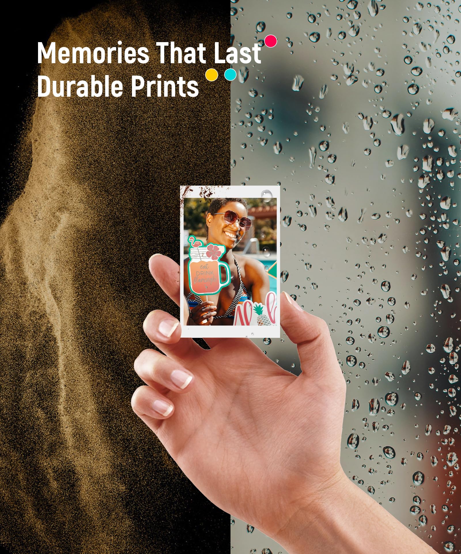Liene Zink 2x3 Inch Premium Photo Paper - 50 Sheets with Adhesive Back, Waterproof, Smudge Proof & Tear Resistant - Compatible with Liene 2x3 Photo Printers - Perfect for Scrapbooking, Instant Photos & DIY Crafts