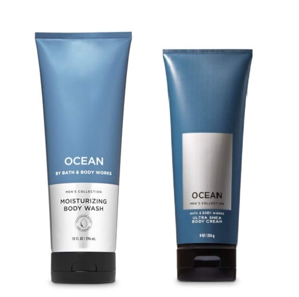 Bath and Body Works Ocean Moisturizing Body Wash & Body Cream Set - Hydrating 2-Piece Bundle for Soft, Smooth Skin - Perfect for Daily Shower & Skincare Routine
