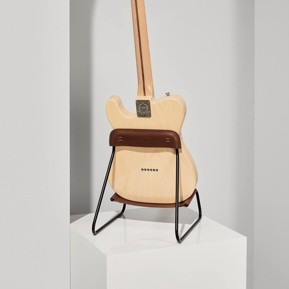 MINIM Sling Guitar Stand - Lightweight & Portable Tan/Black - Perfect for Acoustic & Electric Guitars - Ideal for Home, Studio & Travel Use