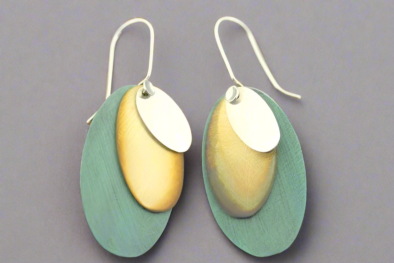 Handmade Copper Patina Brass Silver Disc Earrings - Boho Chic Dangle Earrings for Women - Perfect for Parties, Weddings & Everyday Wear