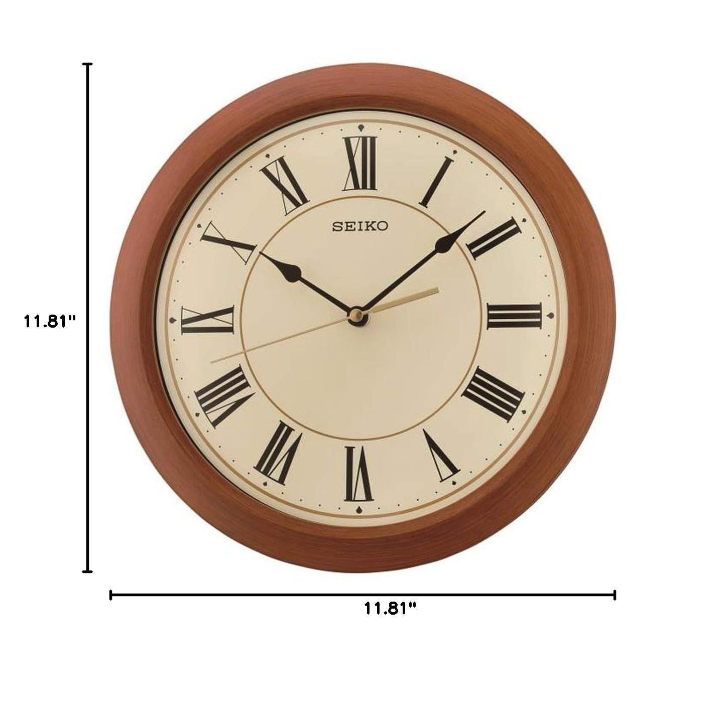 Seiko Wooden Wall Clock - Classic Brown Home Decor - Perfect for Living Room, Bedroom, Office & Kitchen