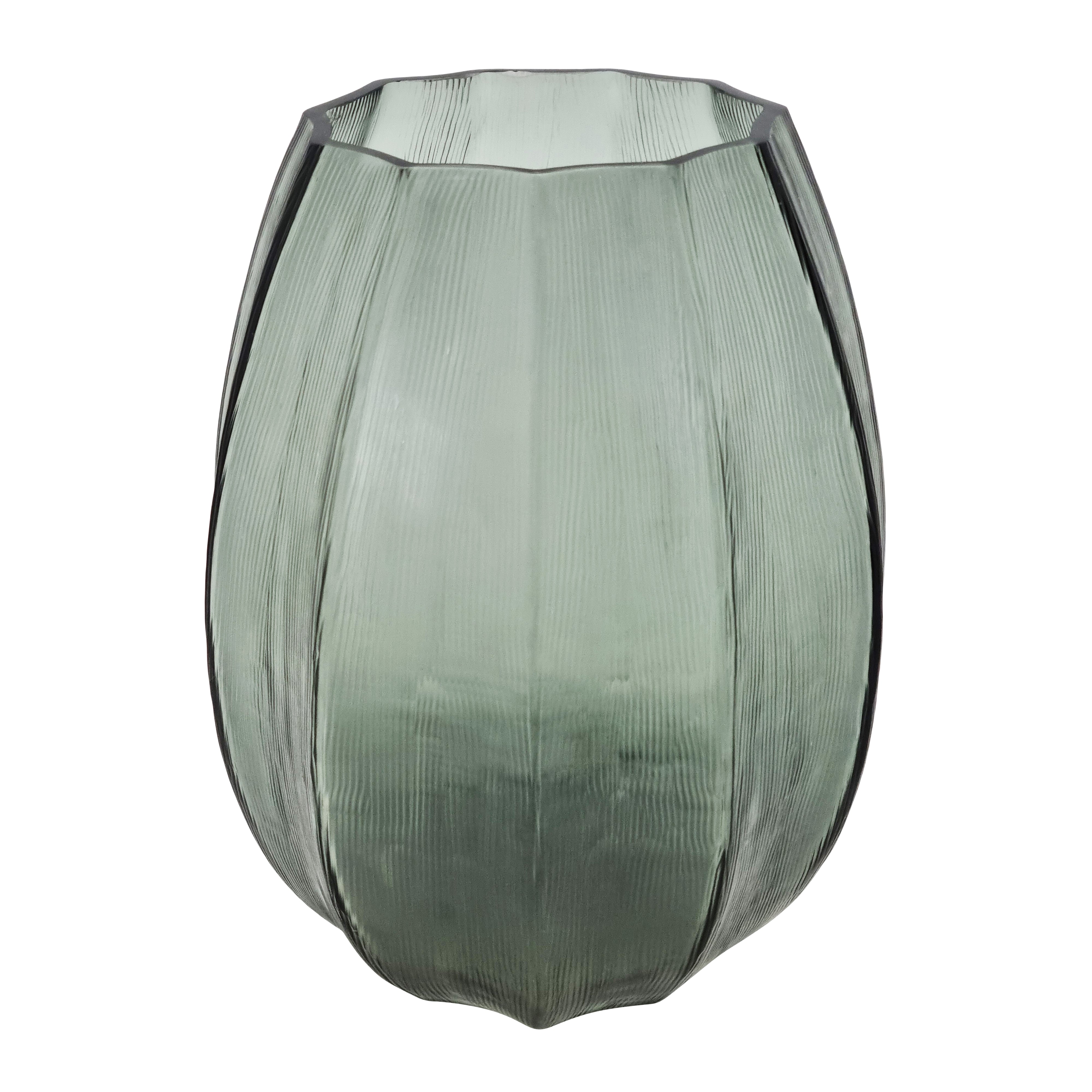 Diana Glass Vase Small 19x25.5cm - Handmade Seaweed Design Decorative Vase for Home, Office, Wedding Centerpiece, Floral Arrangement