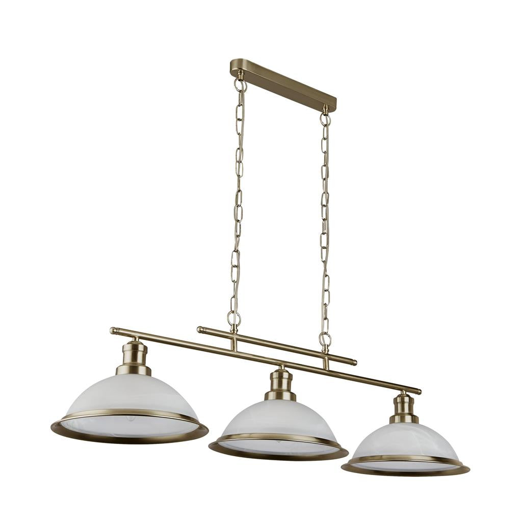 Bistro 2/3Lt Kitchen Light Fixture - Satin Silver/Antique Brass Finish - Modern Pendant Lighting for Dining Room, Island, Bar & Restaurant Decor