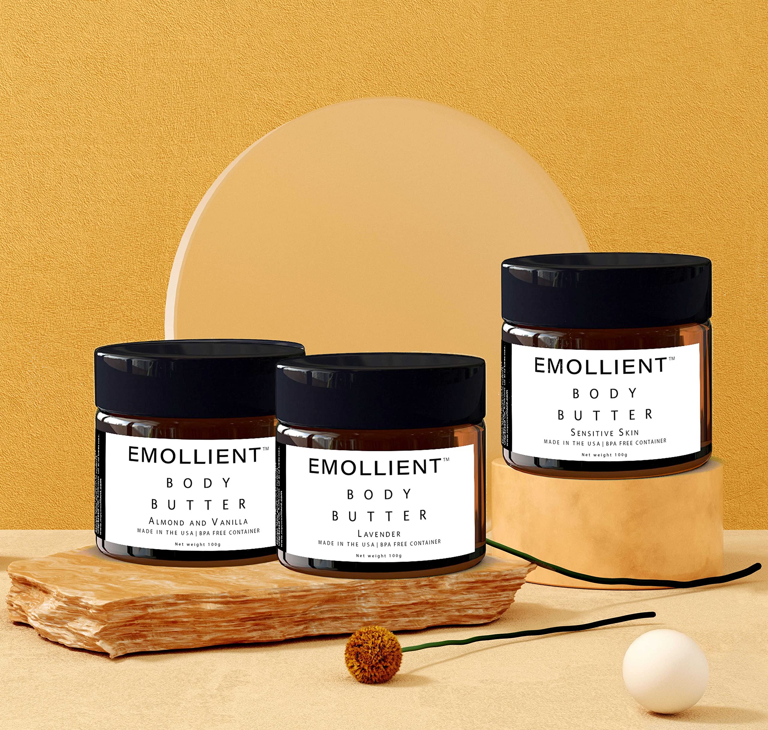 Organic Handmade Emollient Butter for Dry Skin & Eczema Relief - Essential Oils Infused with Vitamins & Antioxidants - 100g Jar for Sensitive Skin Care - Perfect for Nighttime Moisturizing & Winter Skin Protection