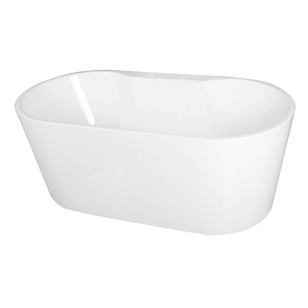 66.5 Inch Freestanding Acrylic Bathtub with Faucet Deck - Modern Soaking Tub for Spa-Like Relaxation in Bathroom