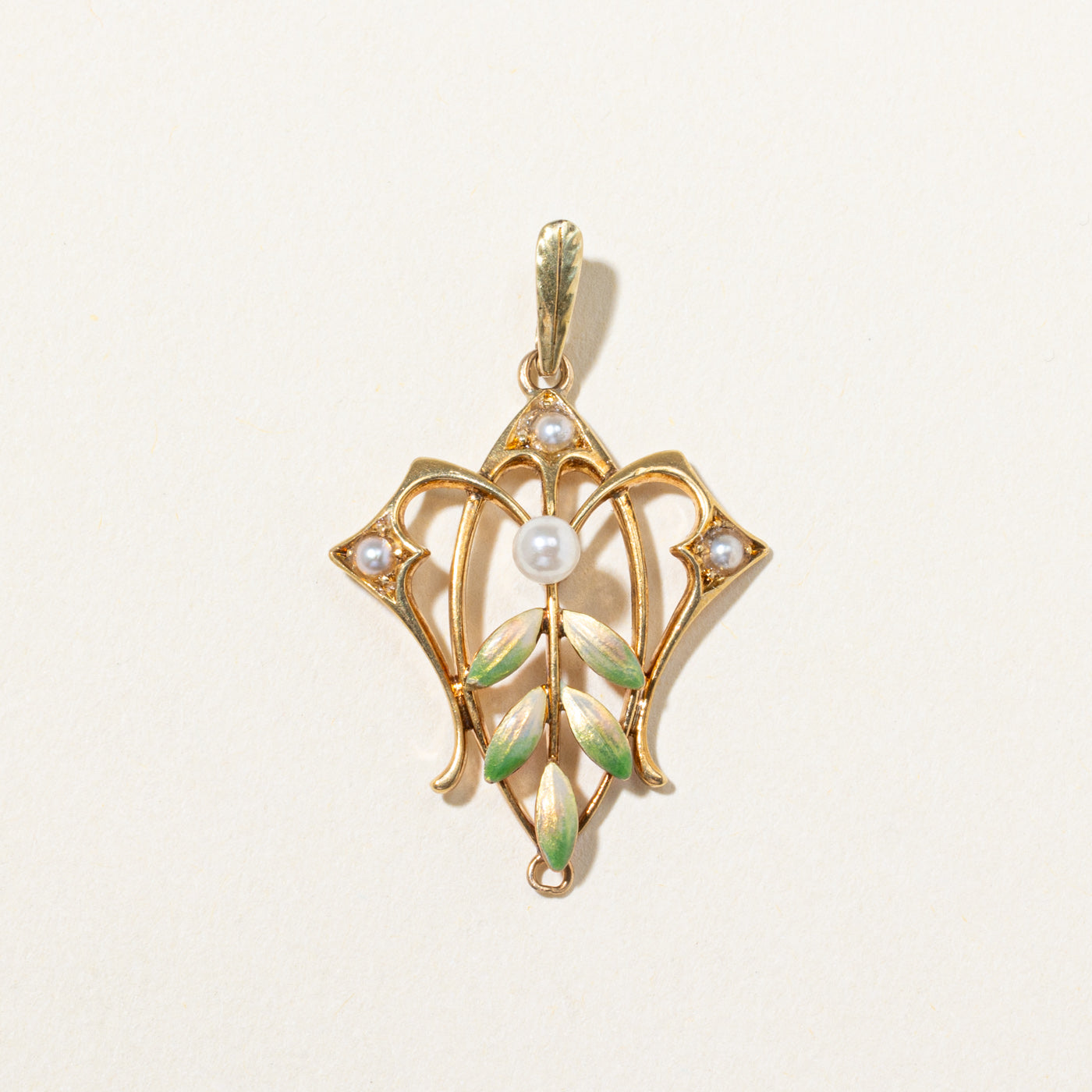 Art Nouveau Seed Pearl Leaf Design Pendant Necklace - Vintage Floral Pearl Jewelry for Women - Perfect for Weddings, Parties & Special Occasions