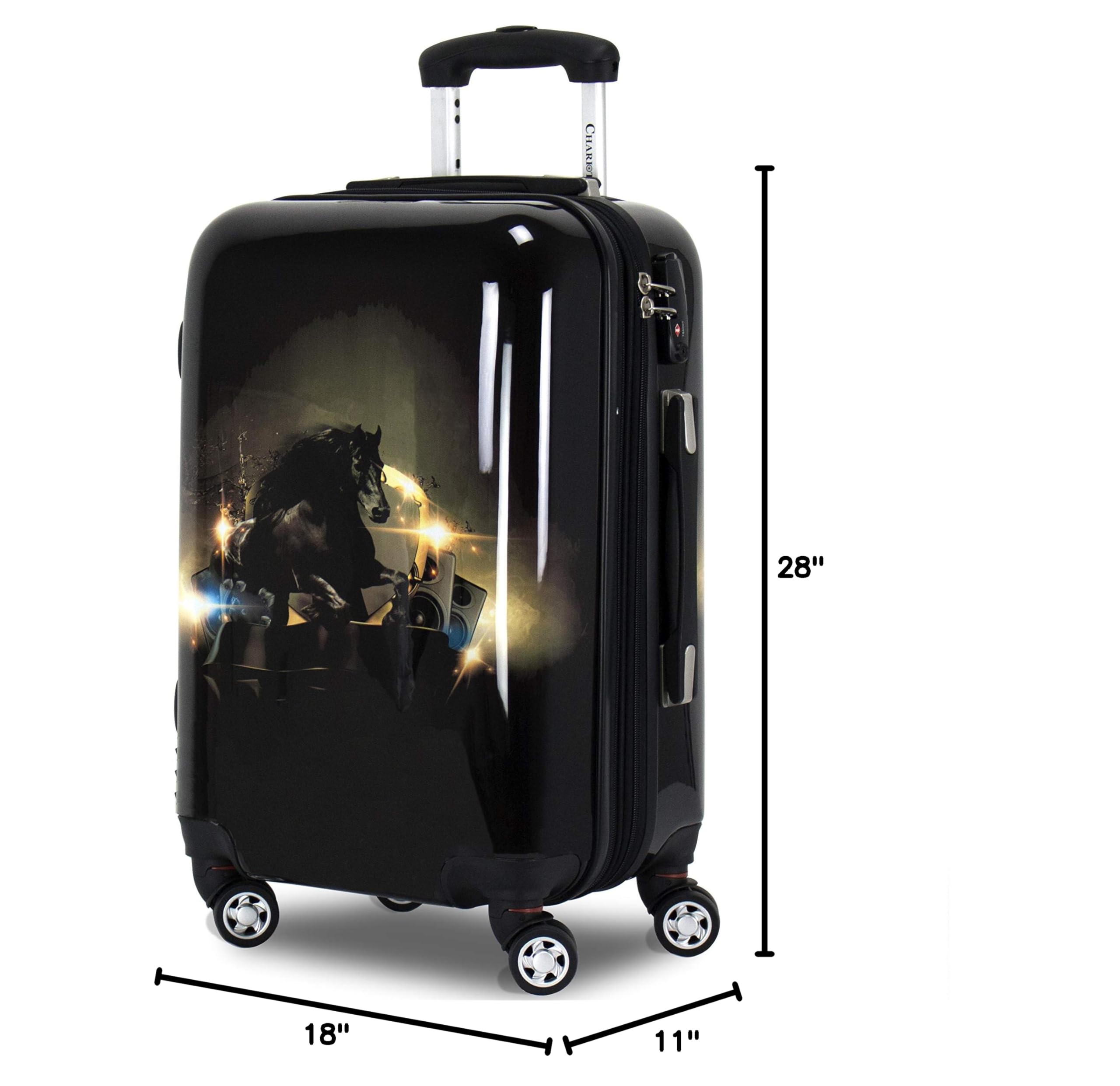 Chariot Horse Polycarbonate Hardside Expandable Spinner Luggage Set with TSA Lock - 3-Piece (20/24/28 Inch) - Durable Lightweight Suitcase for Travel, Business Trips & Family Vacations