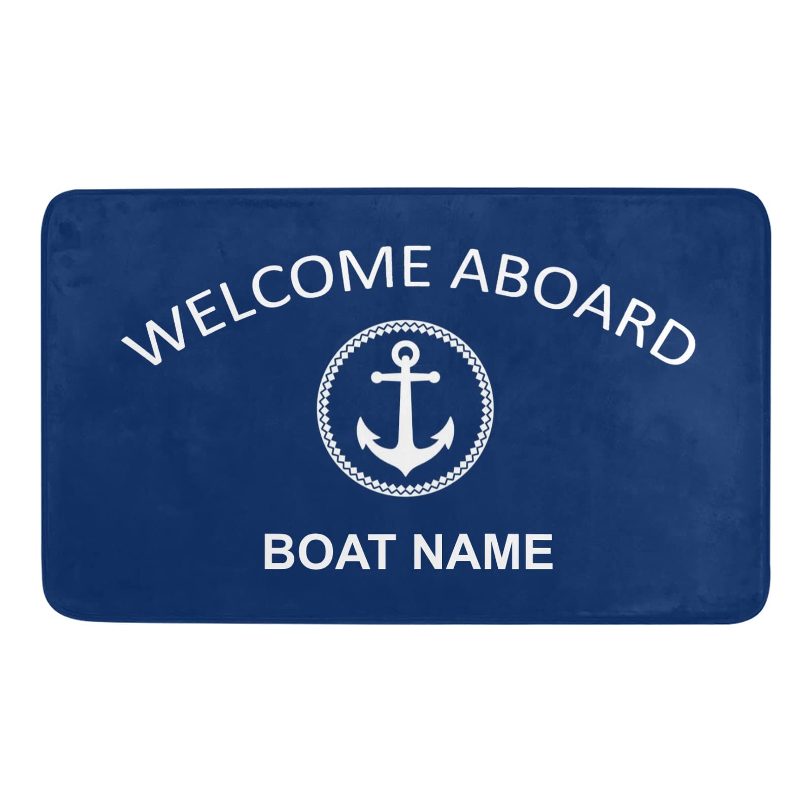 Custom Personalized Nautical Anchor Welcome Doormat - Indoor/Outdoor Non-Slip Entrance Rug with Name (23.6