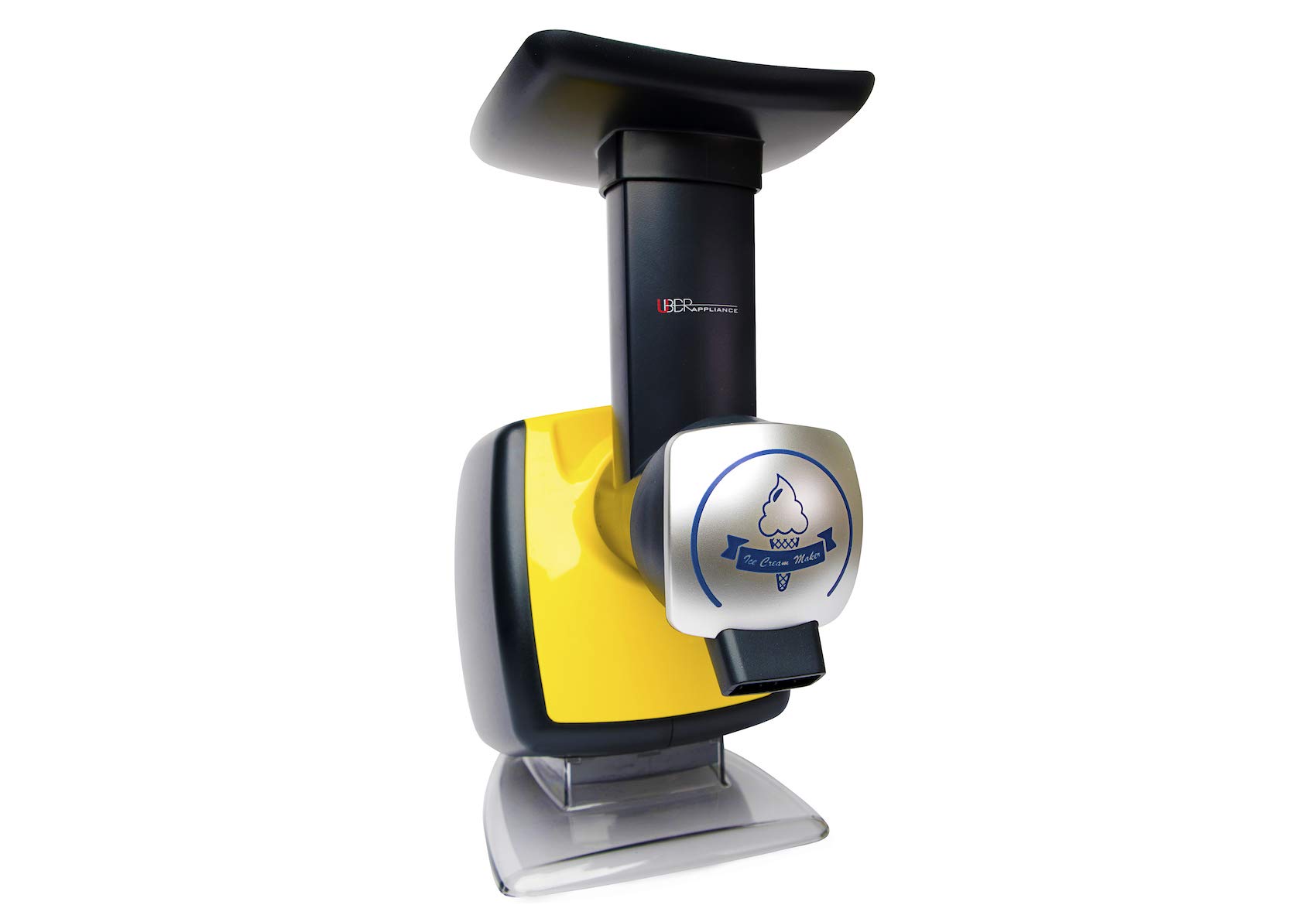 Uber Appliance Automatic Frozen Yogurt & Sorbet Maker Machine - Healthy Homemade Soft Serve Ice Cream, Sherbet, Fruit Dessert Maker with 4 Popsicle Molds & Recipe Book (Yellow) - Perfect for Parties, Family Treats & Summer Refreshments