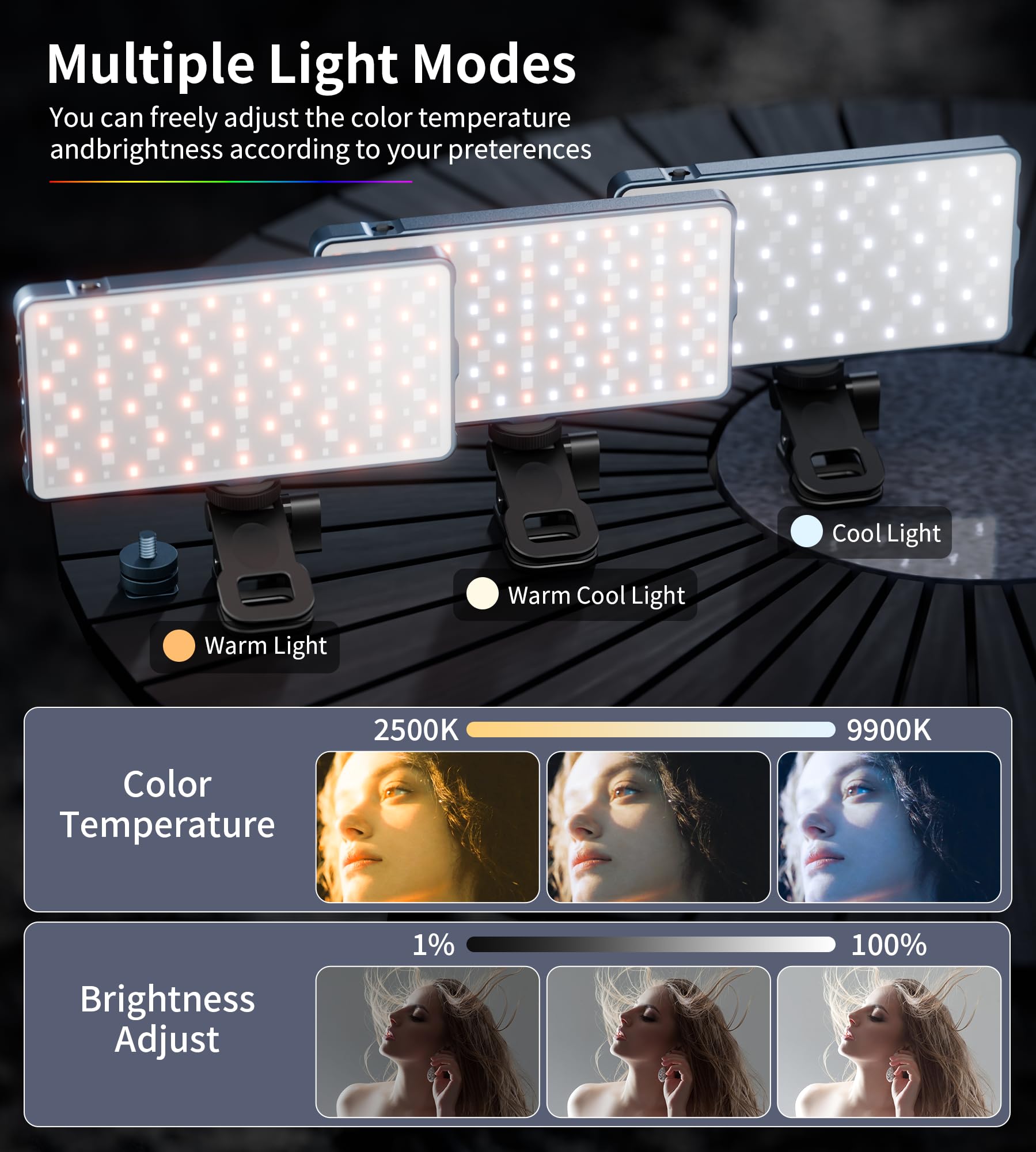 Rechargeable RGB Selfie Light with Hotshoe - for Laptops, Cameras & Live Streaming