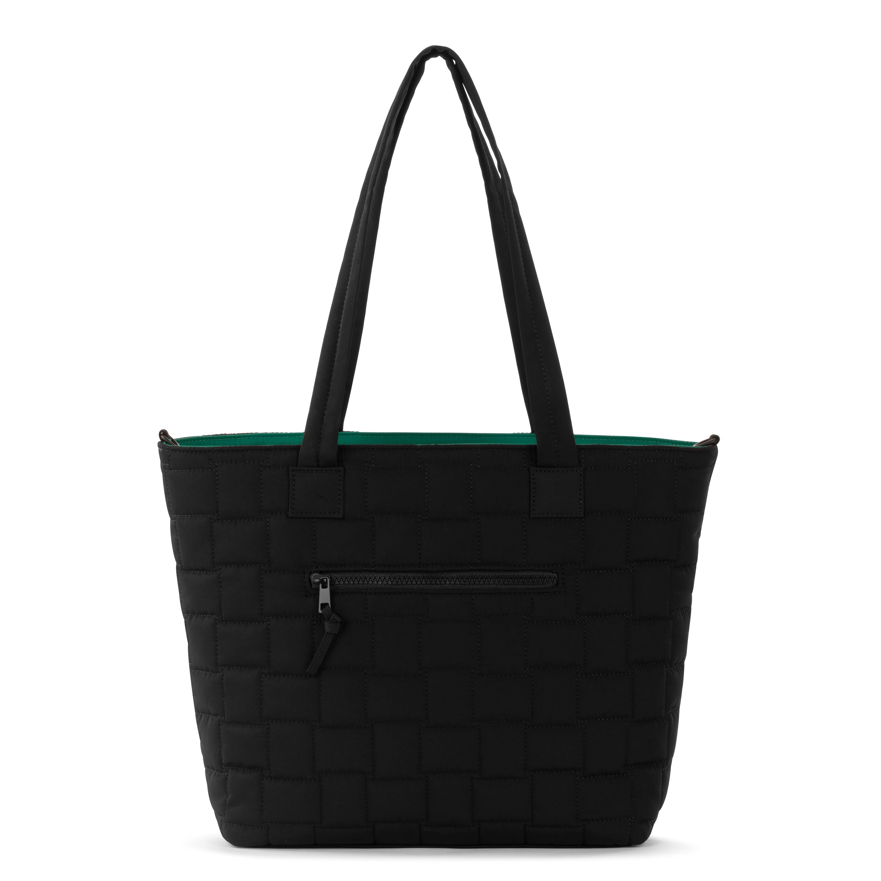 Willow EcoTwill Shoulder Tote Bag - Black Woven Quilted Handbag for Women | Perfect for Work, Travel & Everyday Use