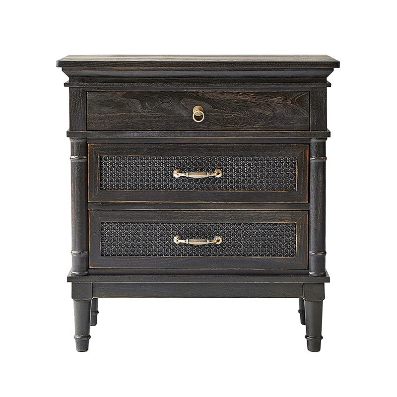 Emilio 3-Drawer Solid Wood Nightstand with USB Charging Port - Modern Bedside Table for Bedroom, Living Room & Office - Perfect for Charging Devices & Storage
