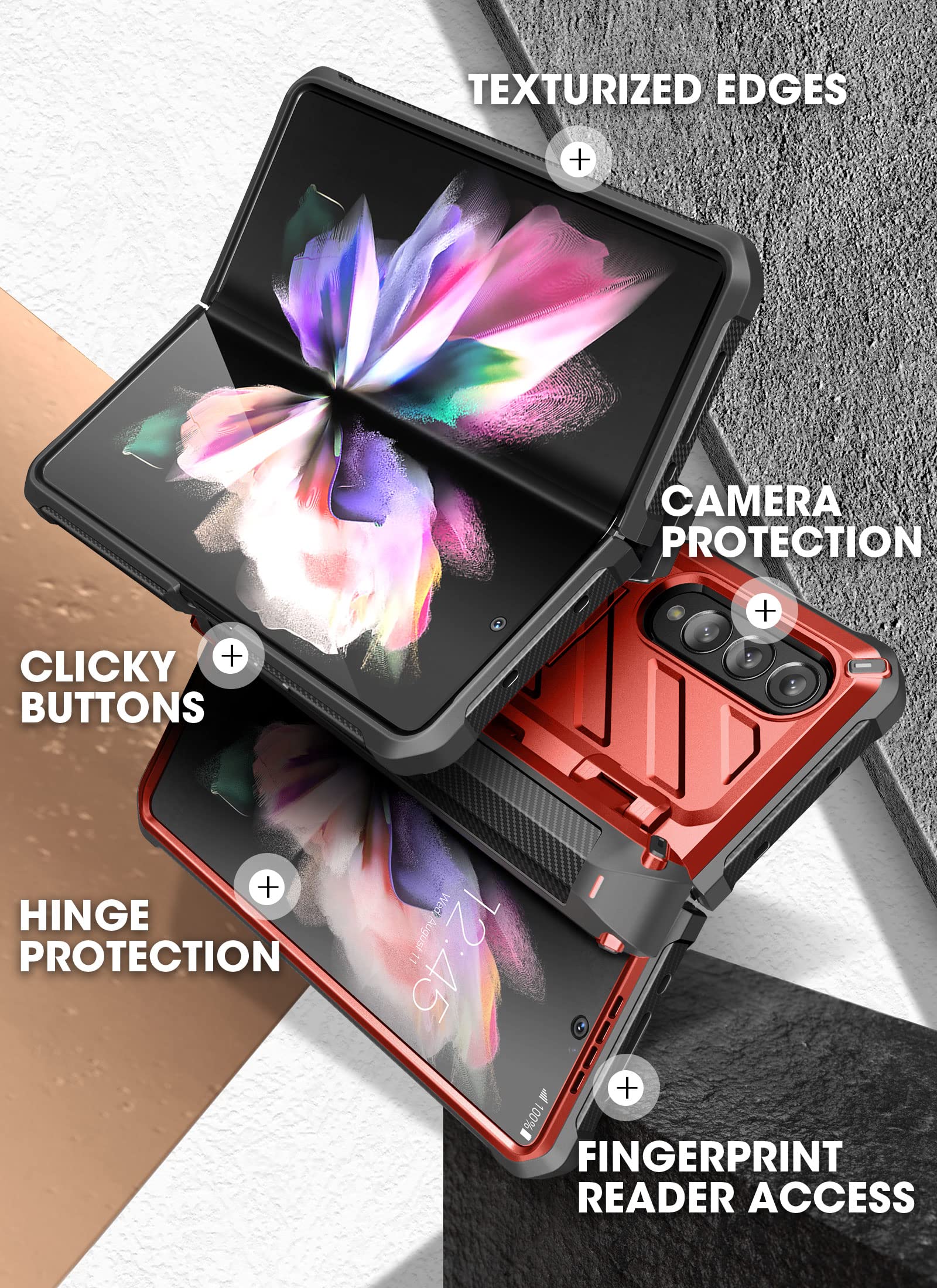 SUPCASE Unicorn Beetle Pro Case for Samsung Galaxy Z Fold 3 with S Pen Holder - Military Grade Protection, Built-in Screen Protector & Kickstand | Heavy Duty Protective Phone Cover for Work, Travel & Outdoor Activities