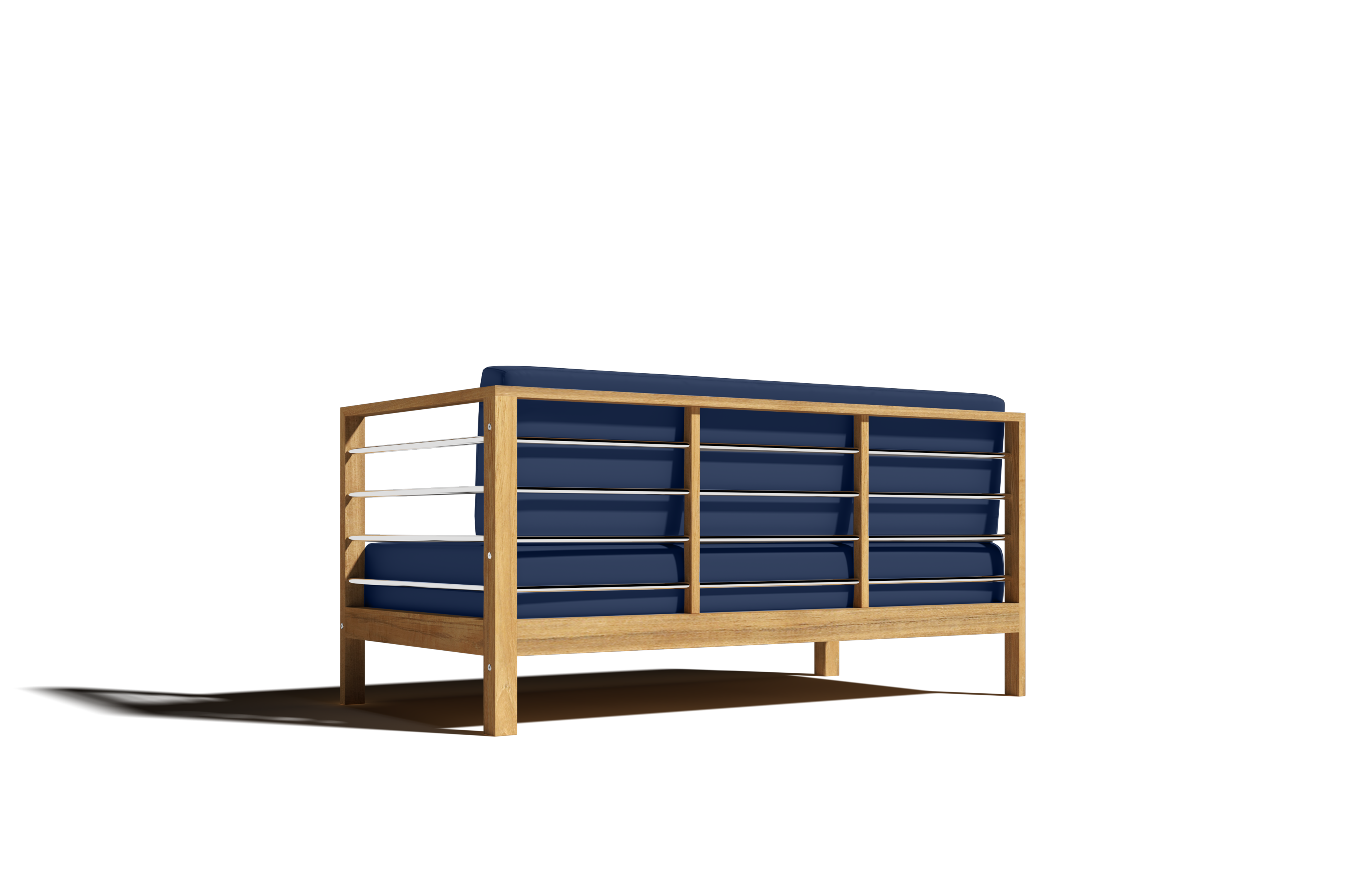 Premium Leon Teak Outdoor Sectional Right Sofa with Sunbrella Navy Cushion - Weather-Resistant Patio Furniture for Backyard, Poolside & Garden Relaxation