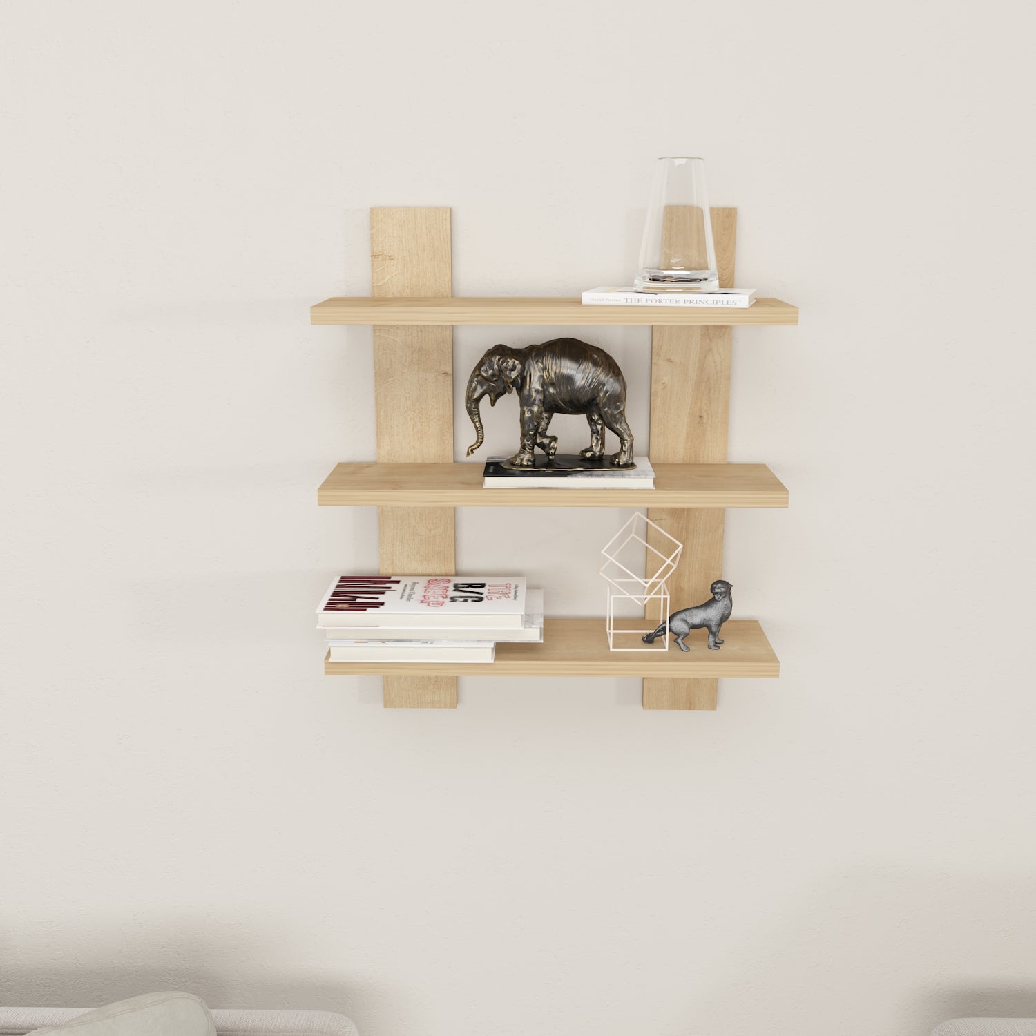 Harris Wall Shelf - Rustic Wood Floating Shelf for Home Decor, Books & Plants | Perfect for Living Room, Bedroom & Bathroom Storage & Organization