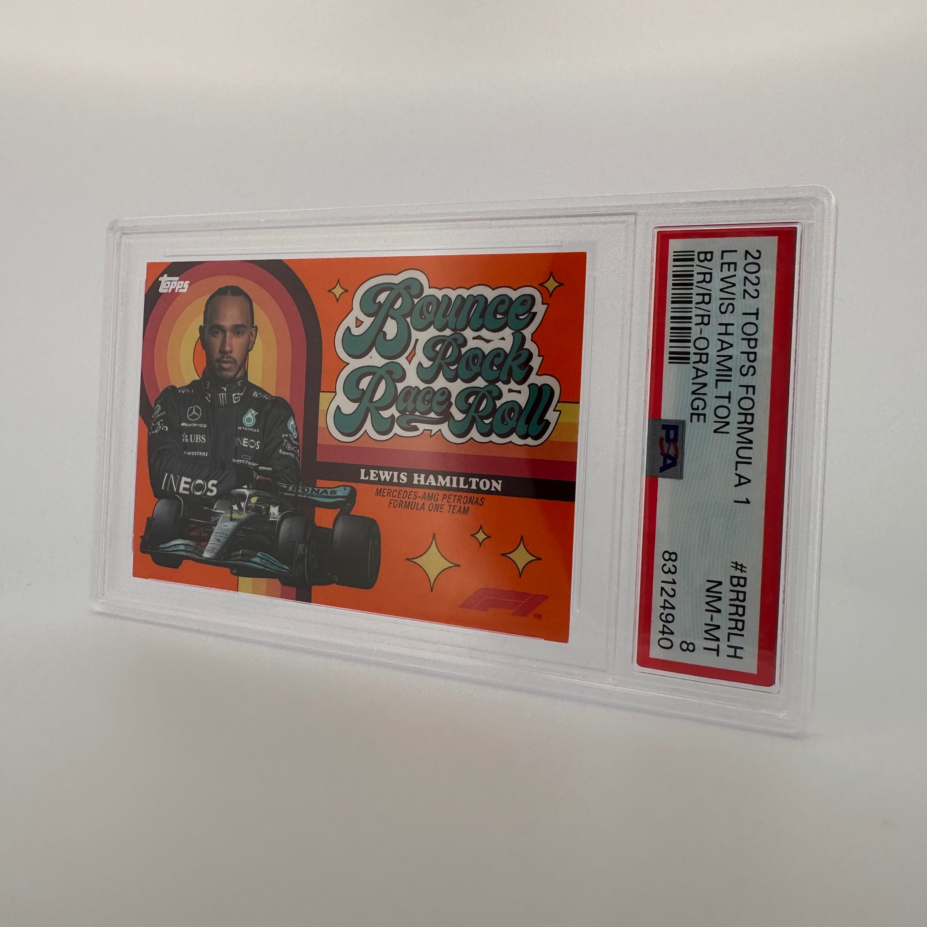 PSA 8 Graded 2019 Lewis Hamilton #BRRRLH Orange Racing Card - Perfect for F1 Collectors & Motorsport Memorabilia Displays