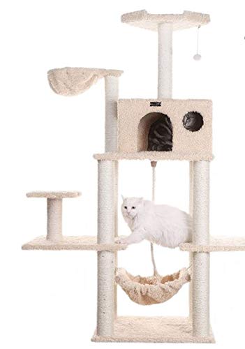 Armarkat Classic Cat Tree 48 x 69 x 22 Inches - Beige Cat Condo with Scratching Posts & Perches - Perfect for Indoor Cats & Small Spaces