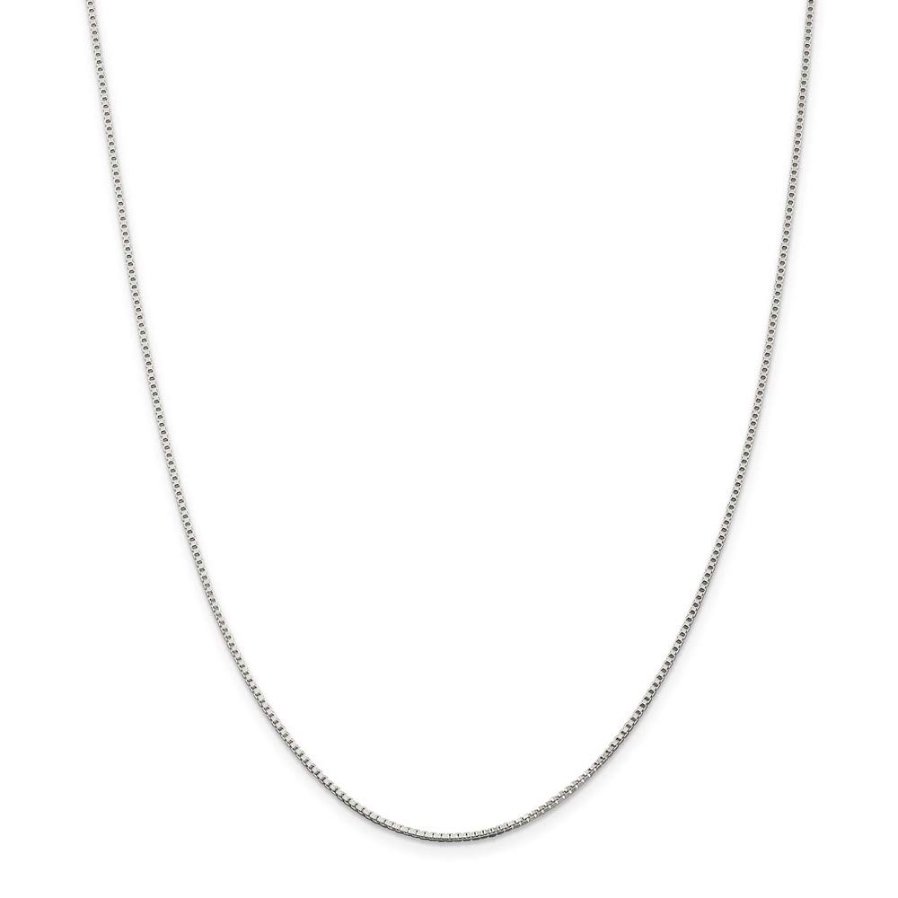 Black Bow Jewelry 1.25mm Rhodium-Plated Sterling Silver Solid Box Chain Necklace for Women, Perfect for Everyday Wear, Gifts, and Special Occasions