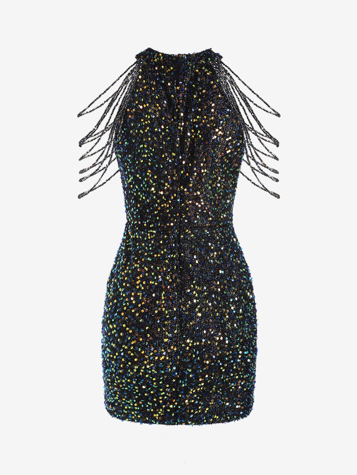 ZAFUL Women's Elegant Sexy Off Shoulder Sleeveless Backless Sequin Bodycon Mini Dress for Cocktail Party, Evening Gala, Prom, Formal Events & Night Out