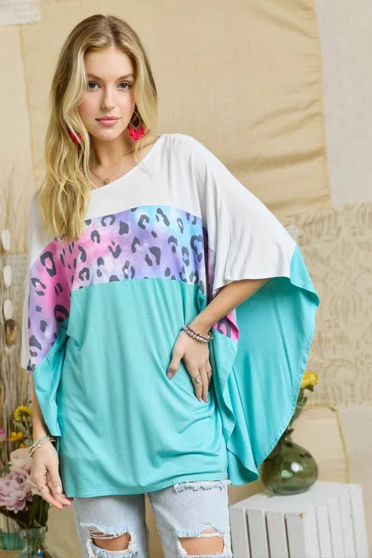 ADORA Colorblock Poncho Style Tunic Top for Women - Fashionable Casual Wear for Fall & Winter | Perfect for Office, Travel and Date Nights