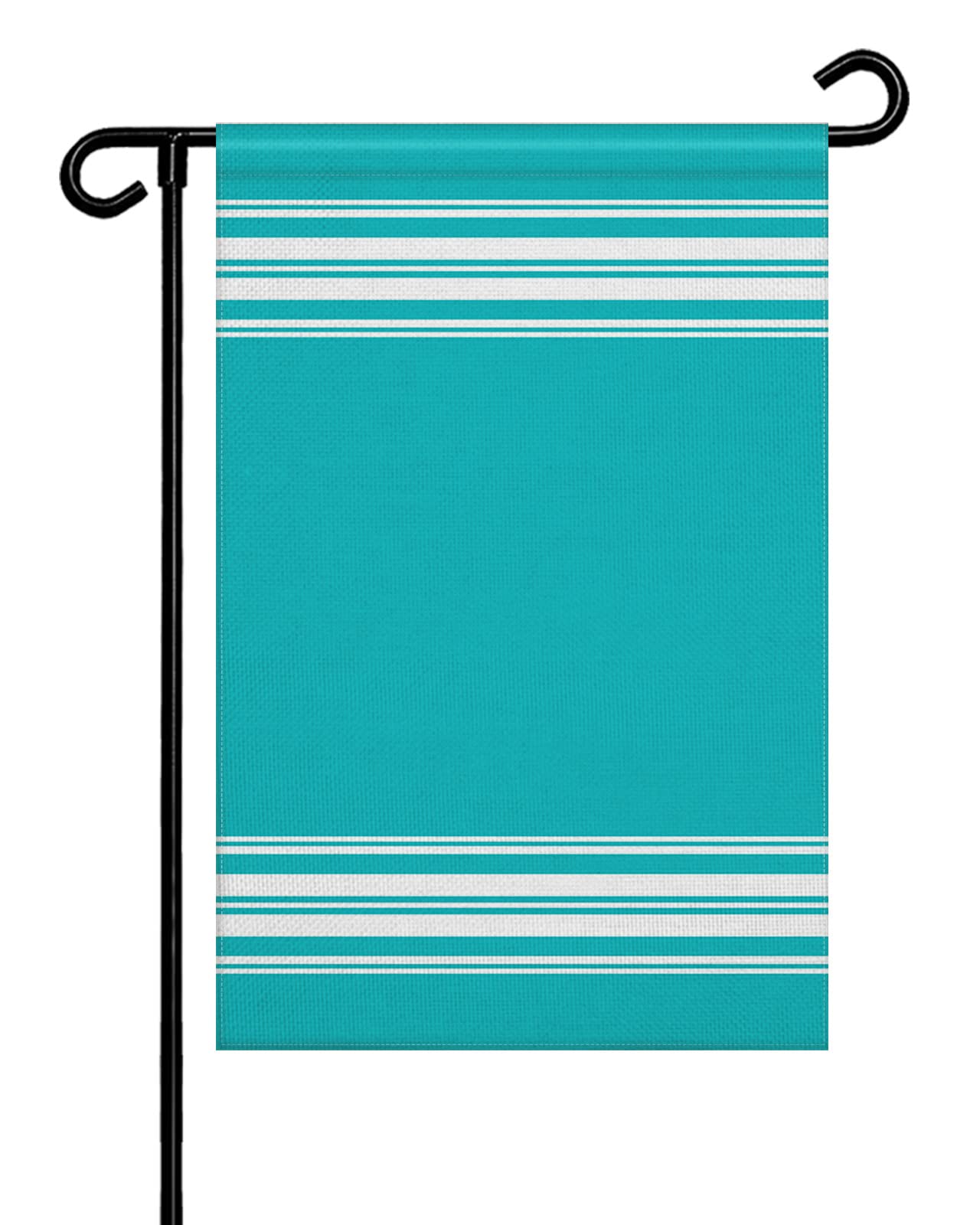 Double Sided Burlap Garden Flag with Teal Stripes & White Abstract Art - 28x40 Inch Seasonal Vertical Yard Banner for Patio, Lawn & Outdoor Decor | Perfect for Spring, Summer, Fall & Winter Home Decoration