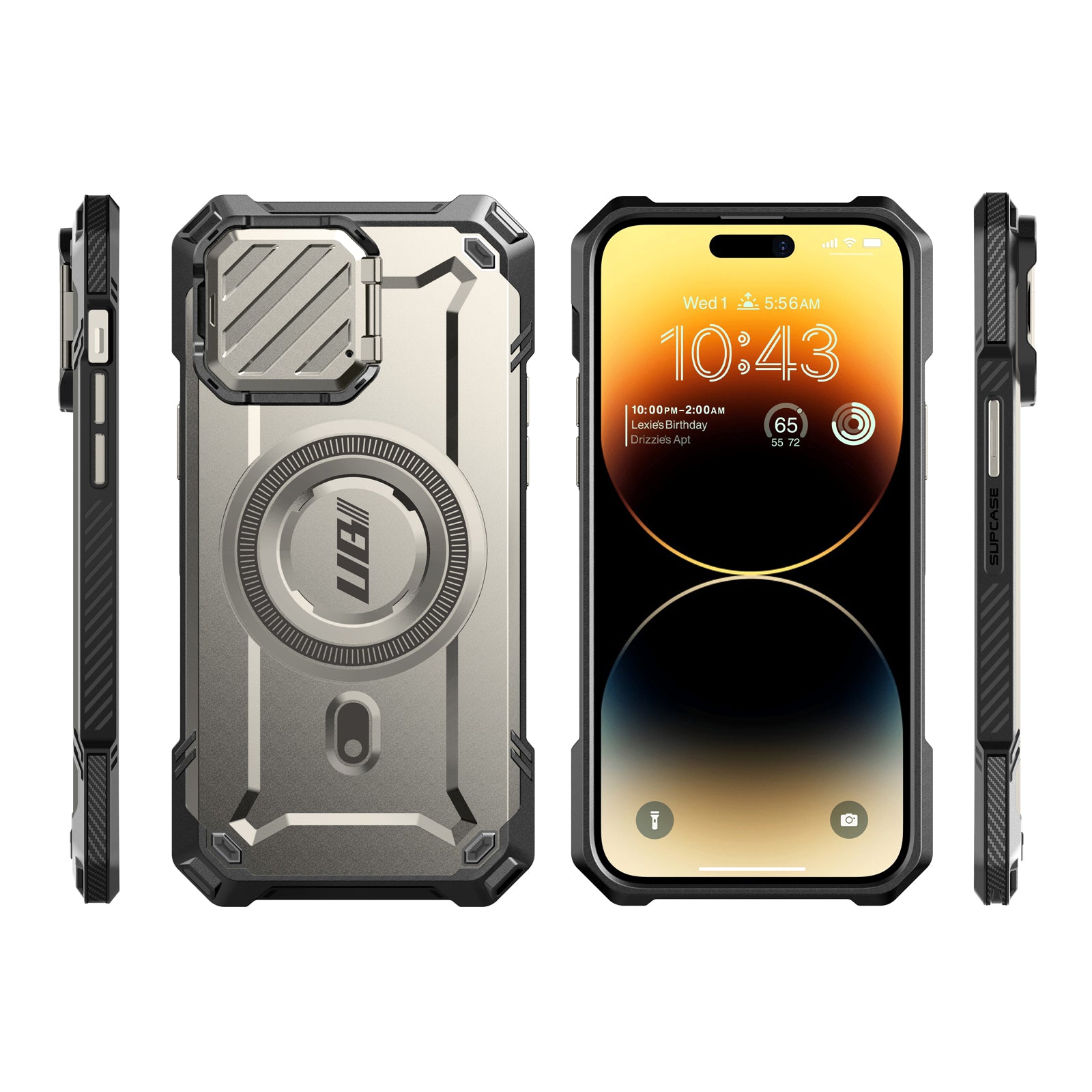 iPhone 14 Case 6.1 Inch with MagSafe - Unicorn Beetle MAG XT Protective Cover & Camera Lens Protector in Titan Gray | Shockproof & Wireless Charging Compatible for Everyday Use & Outdoor Activities