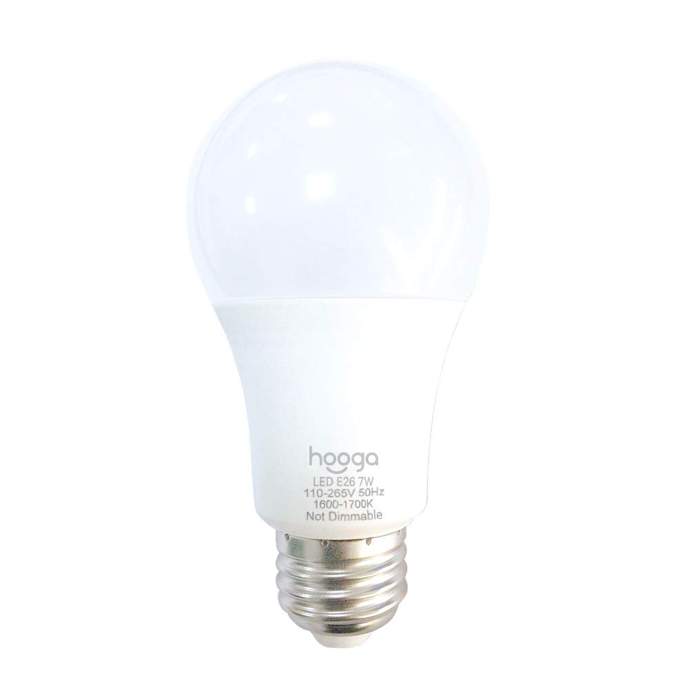 Hooga 4-Pack Amber Sleep Light Bulbs - 1600K Blue Light Blocking Night Light (0.06% Blue Light Emission) for Healthy Sleep & Baby Nursery - 7W LED Equivalent to 45W Incandescent - Perfect for Bedrooms, Kids' Rooms & Nighttime Feedings