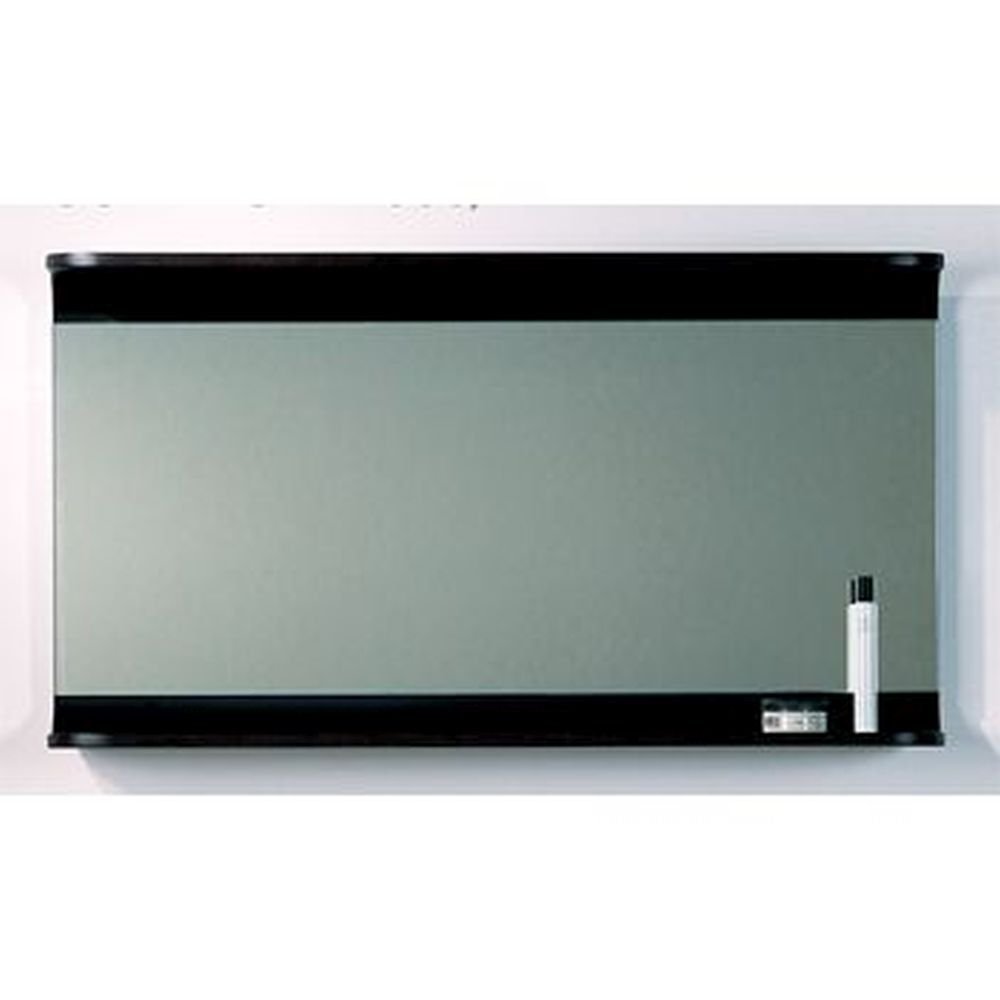 Whitehaus AEM100T Large Rectangular Wall Mount Mirror with Shelf in Ebony Finish - Perfect for Bathroom Vanity, Bedroom Decor & Entryway Organization