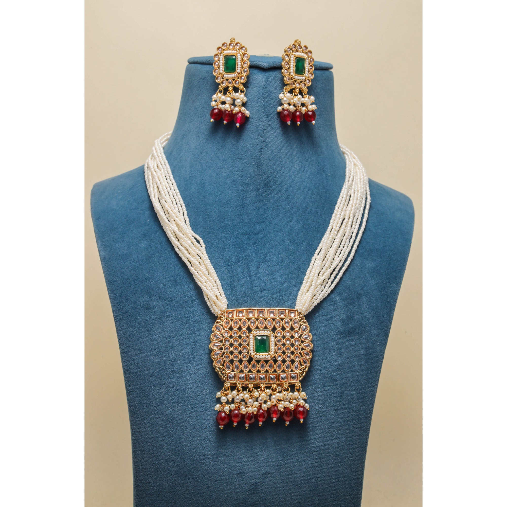 MAHIRA POLKI MALA Full Set - Traditional Indian Jewelry for Women | Wedding, Party & Festive Occasion Wear